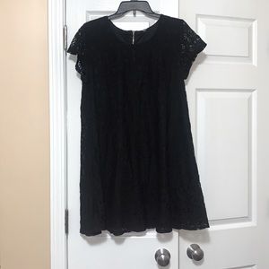 Lace Black Short Sleeve Dress L